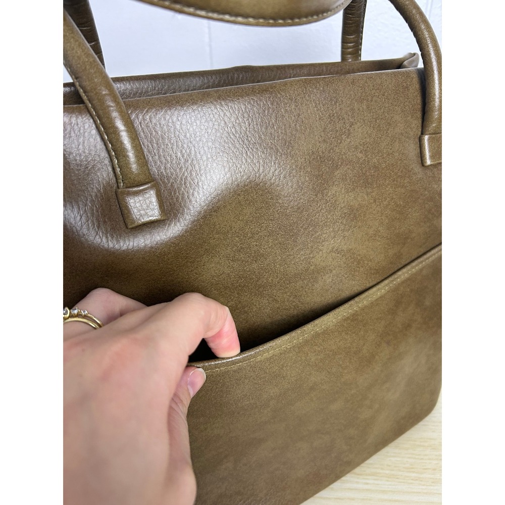 Dover Made in USA Brown Leather Tote Bag Purse mid century modern classic - Picture 9 of 9
